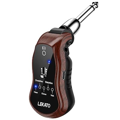 LEKATO Guitar Headphone Amp,Micro Electric Guitar Headphone Amp for Electric Guitar&Bass Rechargeable Bass Headphone Amplifier for Practice with 5 Effects(Clean Chorus Overdrive Distortion and Wah)