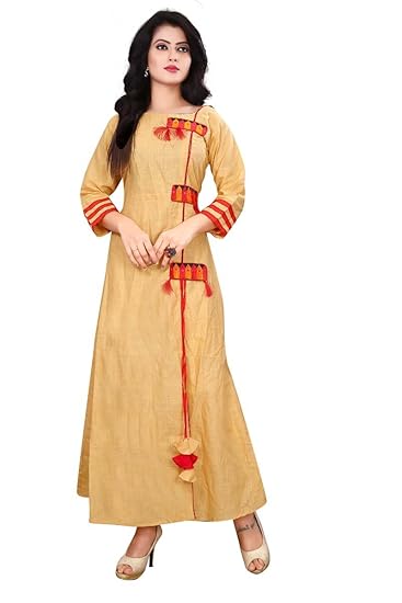 Women's Crepe Kurta (Beige)