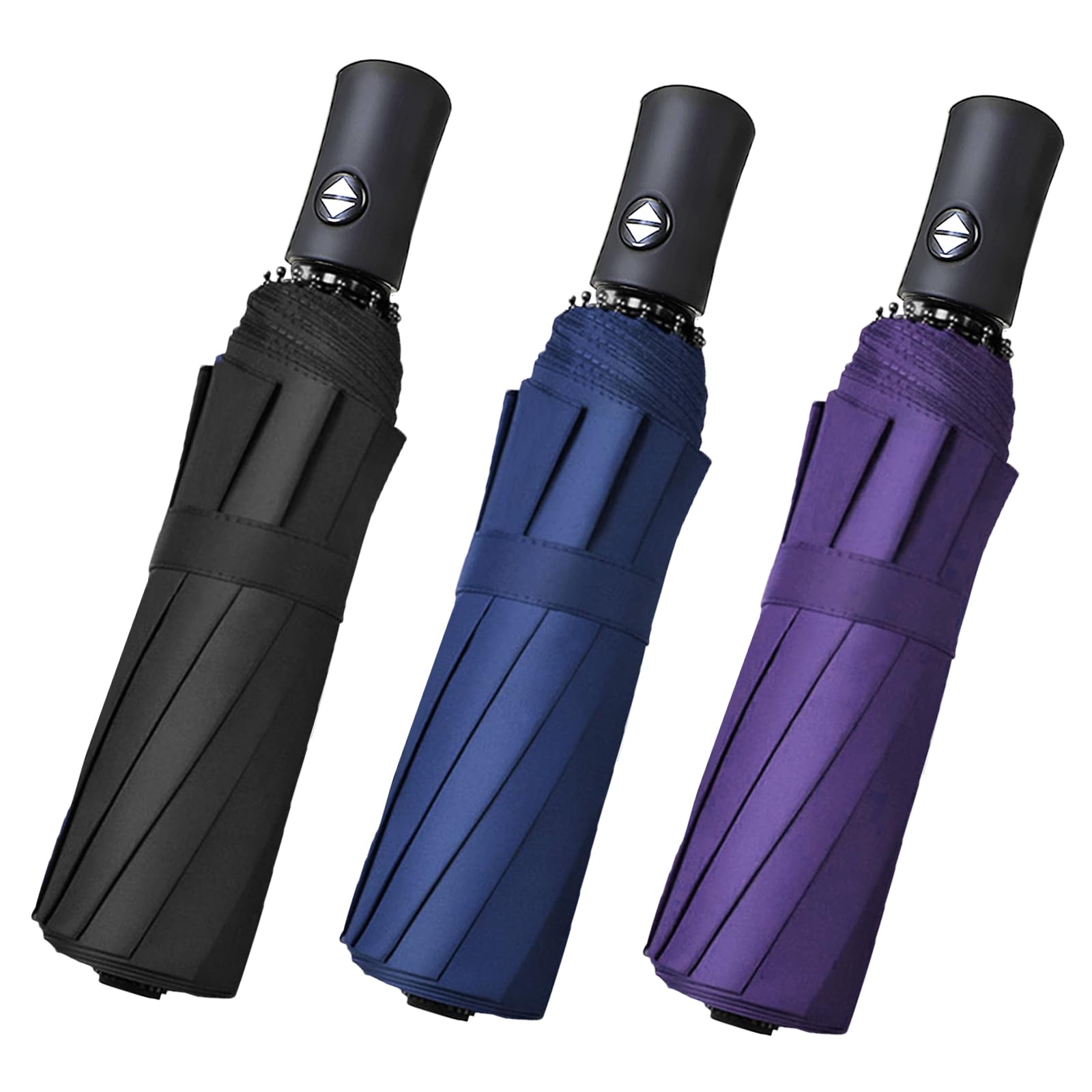 Photo 1 of RONIARE 3 Packs Travel Umbrellas for rain Windproof Compact Umbrella Folding Small Strong and Portable Automatic Open and Close - Men and Women (Black+Blue+purple)