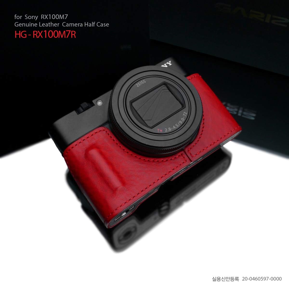 Gariz HG-RX100M7R Genuine Leather Half Case for Sony RX100M7 RX100VII (Red Leather)