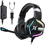 targeal 7.1 Surround Sound PC Gaming Headset for PS5 PS4 Switch Laptop Mac Tablet Mobile, Over Ear Wired USB Gaming Headphone