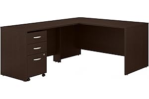 Bush Business Furniture Series C 60W L Shaped Desk with 3 Drawer Mobile File Cabinet in Mocha Cherry
