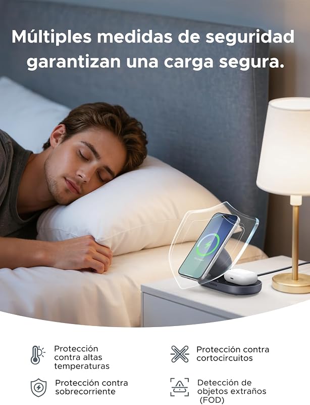 Zapix Qi2 15W Cargador Inalámbrico iPhone 2 en 1 MagSafe (Gris) — foto 7 de 8