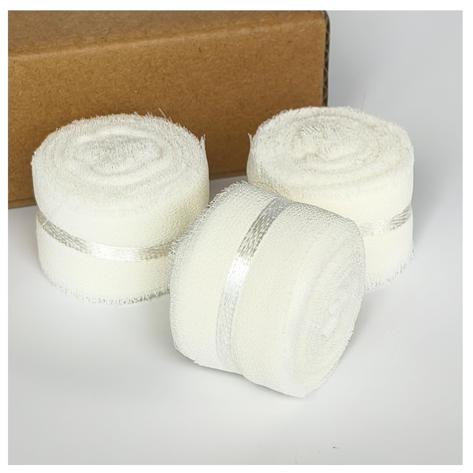 Photo 1 of KuuDack Ivory Chiffon Ribbon 1" x 16.4 Yards – Handmade Frayed Silk-Like Fringe Ribbon for Wedding Invitations, Gift Wrapping, Bridal Bouquets, DIY Crafts & Home Decor (Ivory)