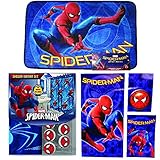 Disney Marvel New Shower Curtain & Hooks & Bath Towel & Memory Foam Mat Set (Spiderman, 17pcs Set)
