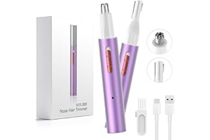 AHHFEI Rechargeable 5 in 1 Ear and Nose Hair Trimmer for Women, 2025 Professional Painless Eyebrow & Facial Hair Trimmer with Powerful Motor and Dual-Edge Blades Easy Cleansing