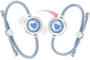 TOTWOO Long Distance Bracelets for Couples, Vibration & Light Up Bracelet, Long Distance Relationship Gifts for Girlfriend Boyfriend, Bluetooth Smart Pairing Jewelry