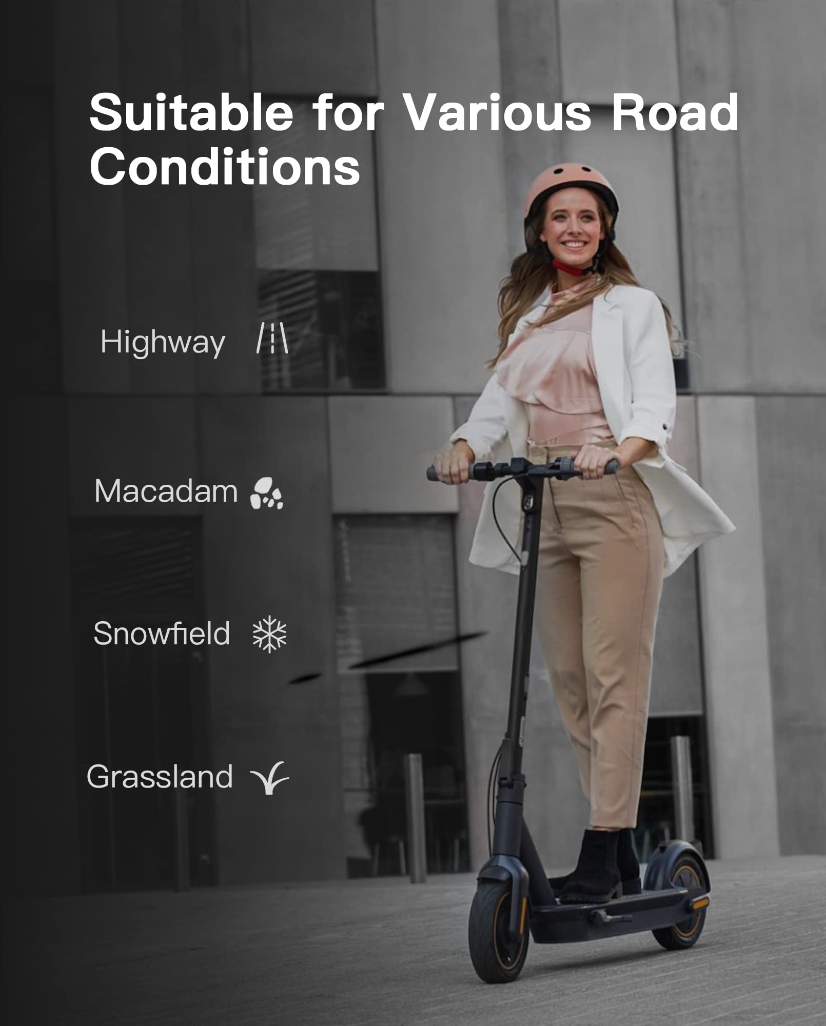 stio Tubeless Front Tire Compatible with Ninebot by Segway Max G30 G30LP KickScooter Rubber Vacuum Outer Tyre 10 Inch Non-Slip Max G30 Front Rear Tire 60/70-6.5 Kick Scooter Original Accessories