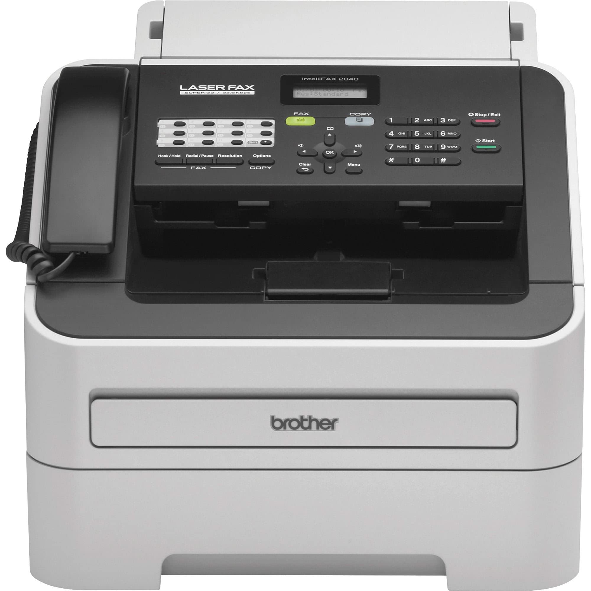 Brother FAX-2840 High Speed Mono Laser Fax Machine, Dark/Light Gray - FAX2840, 17.750x18.125x16.625