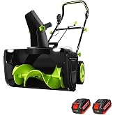 22" Electric Snow Blowers, Manual Snow Removal Machine, Multi Scenario Commercial and Household Snow Removal Machine, Rechargeable Battery for cyclic use (2 Batteries)