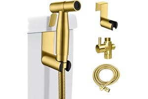LOSCHEN Bidet Sprayer kit for Toilet,Hand Held Sprayer Shattaf Toilet Attachment Stainless Steel for Pet Bath/Personal Hygiene/Bathroom,Easy to Install with T-Adapter（Gold）