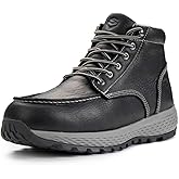 SUREWAY Men's Lightweight Casual Wedge Soft Moc Toe Work Boots,Comfort Insole, Superior Oil/Slip Resistant,Men's Construction Industrial Safety Working Boots/Shoes