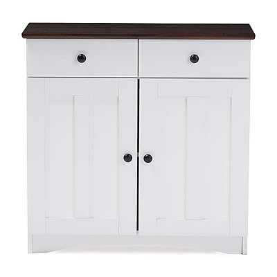 Baxton Studio Lauren Two-Tone Buffet Cabinet with Doors & Drawers