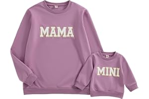 Winioder Mommy and Me Matching Outfits Letter Print Crewneck Pullover Sweatshirt Long Sleeve Shirt Tops Baby Clothes