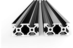 FEYRINX 2PCS 2040 Aluminum Extrusion Profile European Standard Anodized Black V Type Linear Rail for 3D Printer, Length 500mm