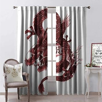 Amazon Com Hengshu Dragon Window Curtain Fabric Japanese Dragon