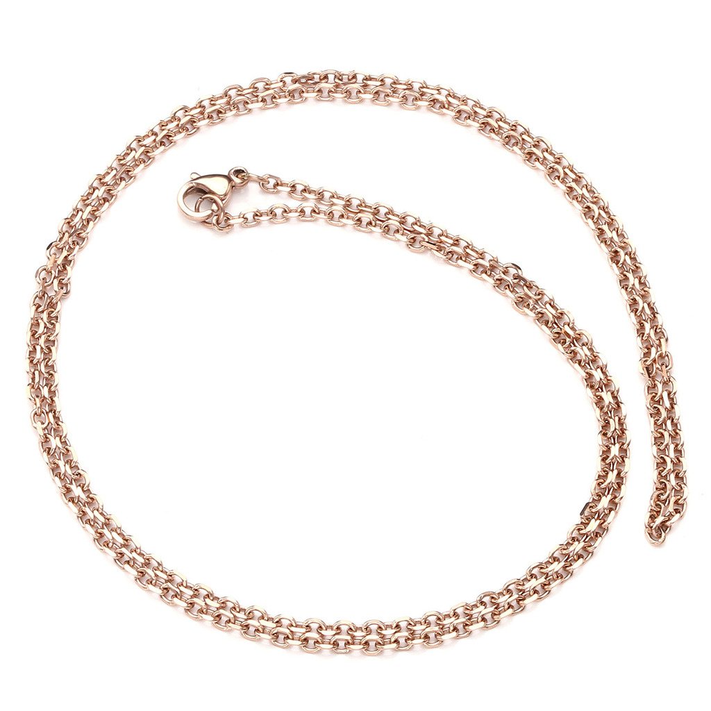 Zysta 2MM Polished Stainless Steel Mens Womens Anchor Rolo Cable Chain, Oval Link Lobster Clasp Necklace 24\