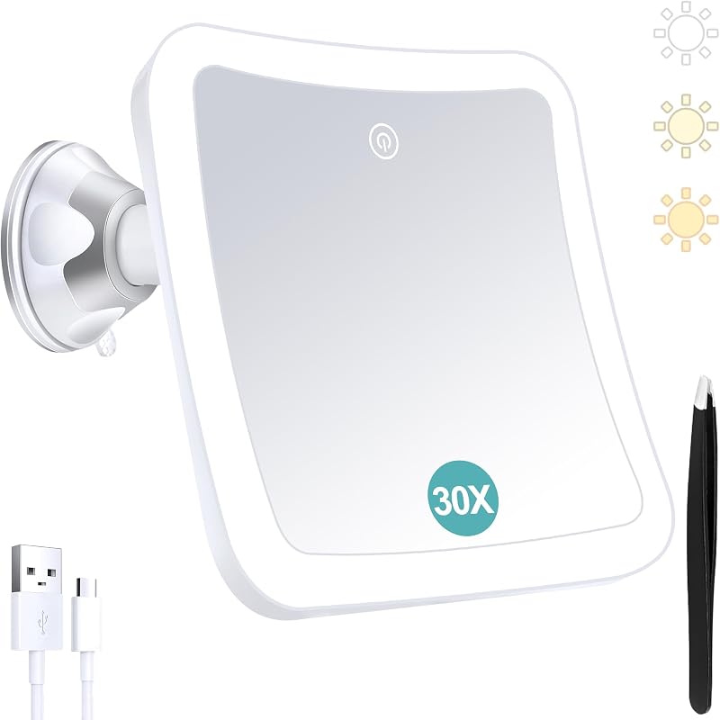 B Beauty Planet 30x Magnifying Lighted Vanity Mirror Wall Mounted 360° USB