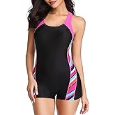 sand's coast Womens Boyleg One Piece Athletic Swimsuits with Shorts Sport Bathing Suit Racerback Swimwear Teens Girl