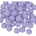 uxcell 50Pcs 9mm Silicone Beads, Round Loose Rubber Bead Bulk Focal Beads for DIY Keychain Pens Bracelets Jewelry Making (Light Gray Purple)