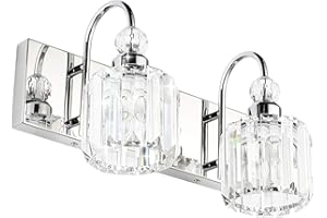 Ralbay Modern Bathroom Vanity Light 2-Lights Modern Crystal Wall Light Fixtures Modern Crystal Vanity Lighting for Bathroom