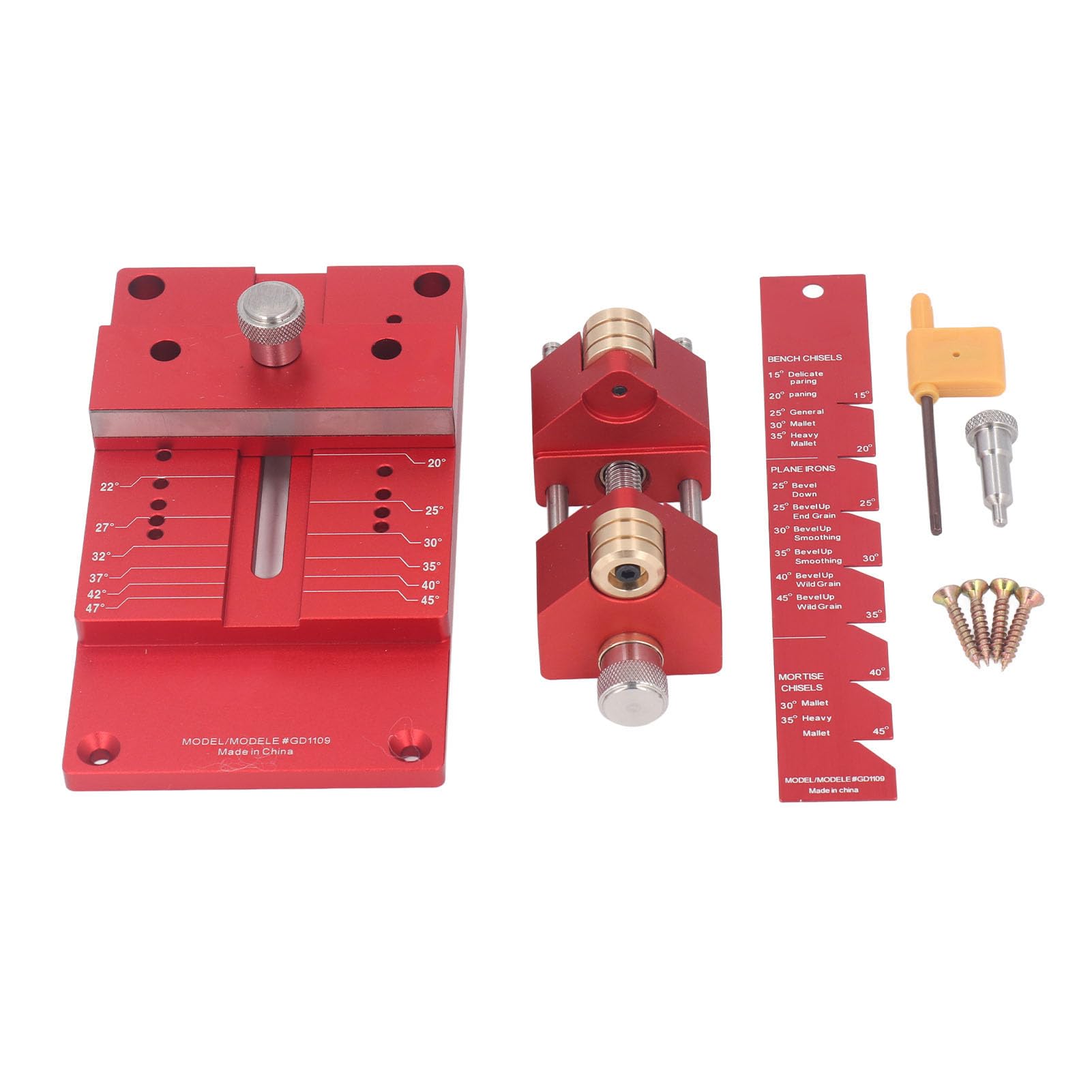 Chisel Sharpening Kit, Honing Guide System for Woodworking Planes and Chisels, Aluminum Alloy Honing Guide 15 to 45 Degree Angle Fixture and Gauge