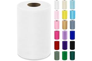 GRAINEAR White Tulle Fabric Roll 6 Inch X 100 Yards (300ft) Mesh Tulle Ribbon for Gift Wrapping, Tutus, Wedding, Party Decorations, DIY Crafts