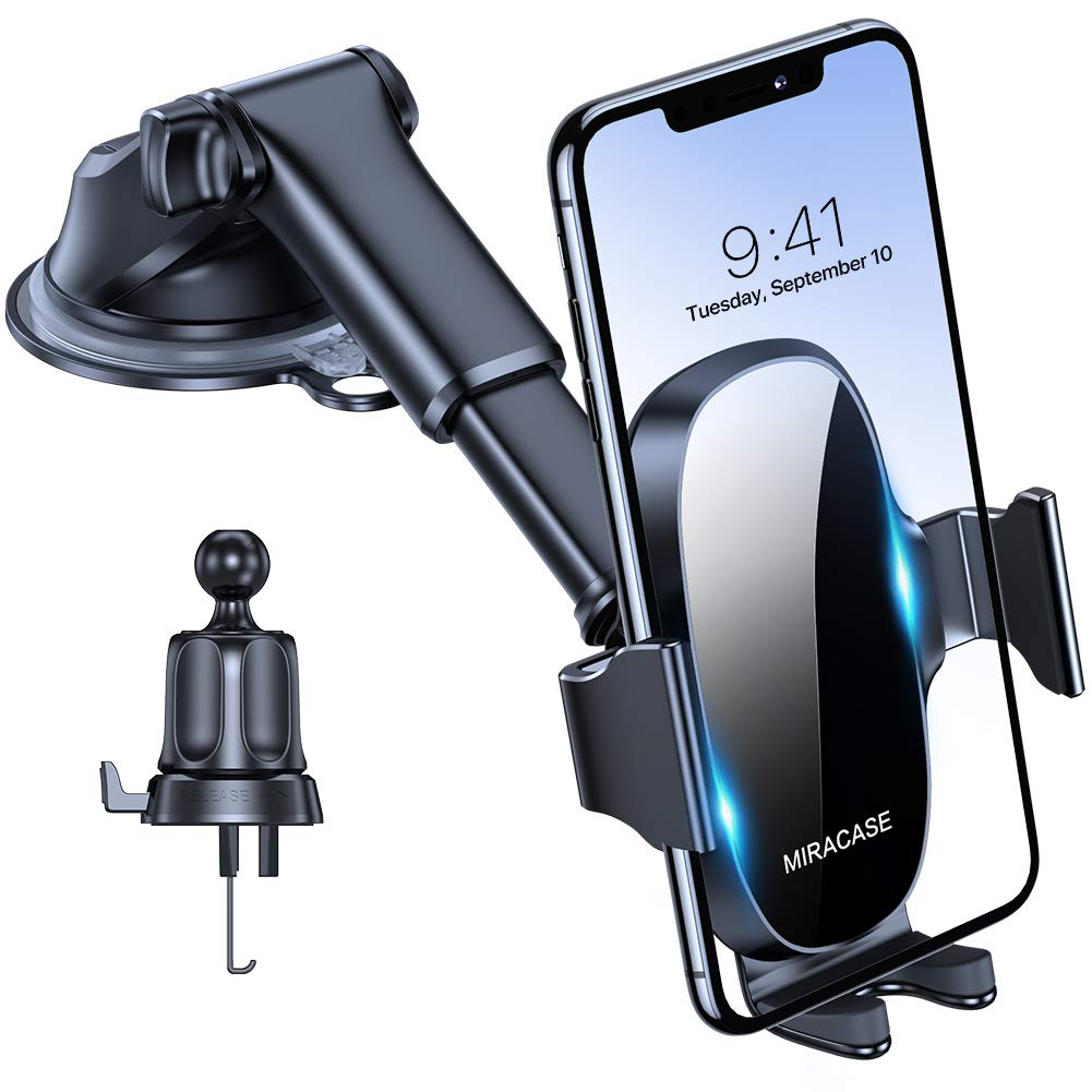 Miracase 4-in-1 Cell Phone Holder for Car, Universal Car Phone Holder Mount for Dashboard Air Vent Windshield Compatible with iPhone 11 Pro Max/SE/XR/XS/8 Plus/Samsung S20 Ultral/Note 10 & All Phones