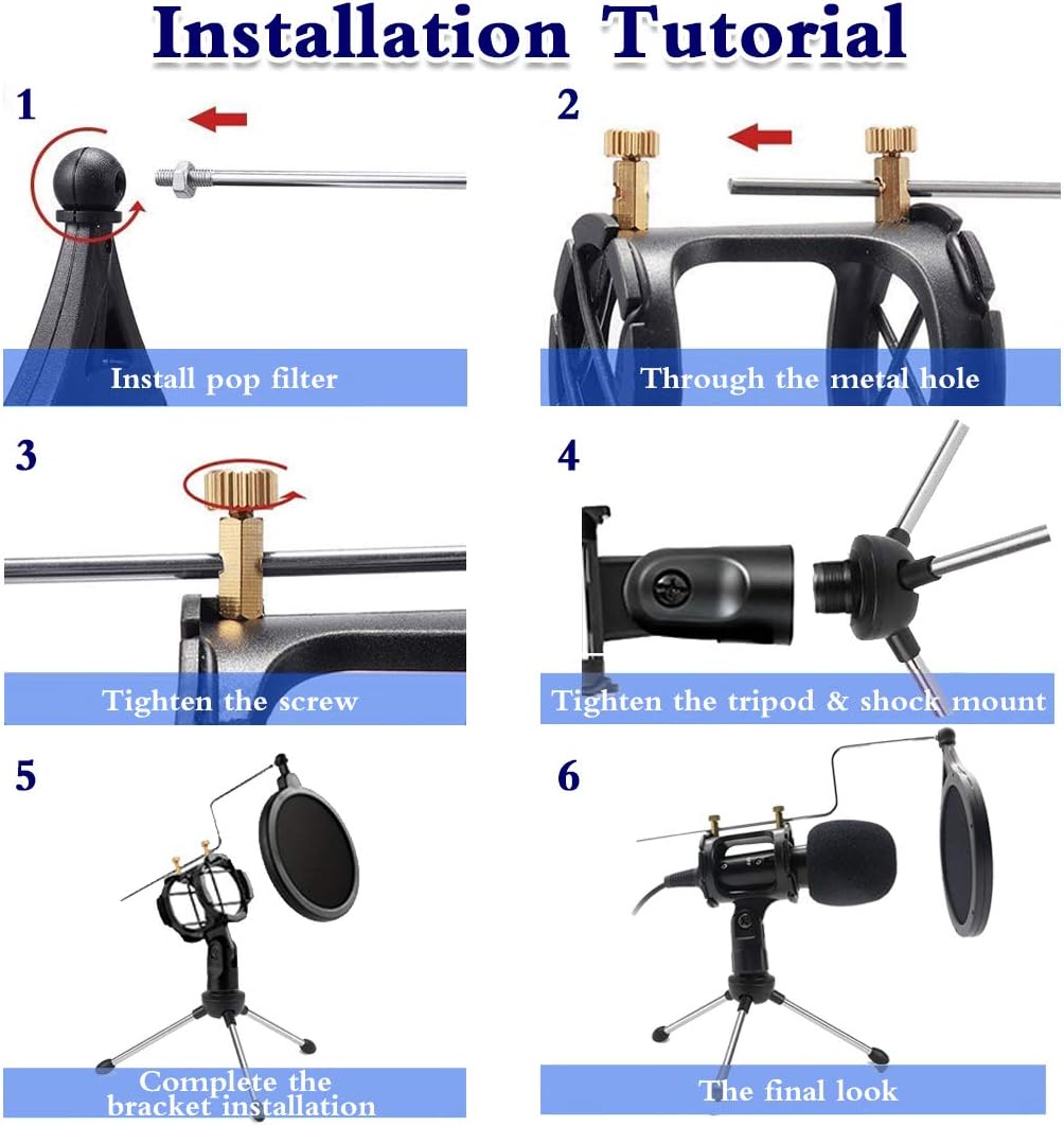 Condenser Microphone for Computer Studio Recording Podcast Microphone with Pop Filter 3.5mm Plug and Play PC Phone Microphone for Skype YouTube Voice Overs Gaming Mic: Home Audio & Theater