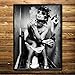 bstinay Softmusic Wall Art Canvas Painting Black and White Sexy Woman Cool Decor Poster for Bar - A 50cm x 70cm