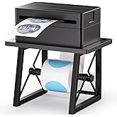 TIPSYTREE Label Holder for Rolls and Fan-fold Labels, Wooden Label Stand for Shipping Label Printer, Sticker Roll Holder Thermal Printer Accessory for Home, Office (Black)