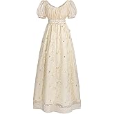 CR ROLECOS Regency Dress Women Regency Era Empire Waist Costume Tea Party Dresses Victorian Ball Gown