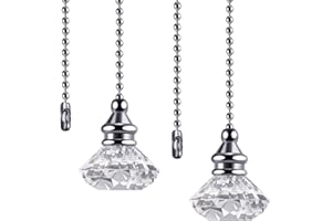 JOVITEC 2 Pieces Pull Chain Ceiling Fan Ornaments Light Crystal Pull Chain Extension Decorative, 1 Meter Long Each(Transparent Color)
