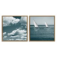2 Piece Framed Canvas Wall Art Sailboat in The Sea Canvas Prints Home Artwork Decoration for Living Room,Bedroom - 16