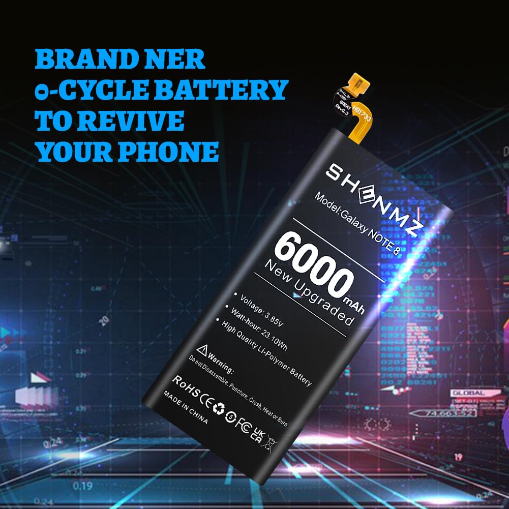 Galaxy Note 8 Battery, (2025 New Upgrade) 6000mAh High Capacity Li-Polymer Replacement Battery for Samsung Galaxy Note 8 SM-N950 N950T N950A N950P N950V N950R4 with Full Repair Tool Kits