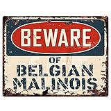 Beware of BELGIAN MALINOIS Chic Sign Vintage Retro Rustic 9
