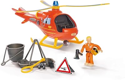 Simba Fireman Sam Wallaby Helicopter with Tom Figure, Sound, Light, Winch