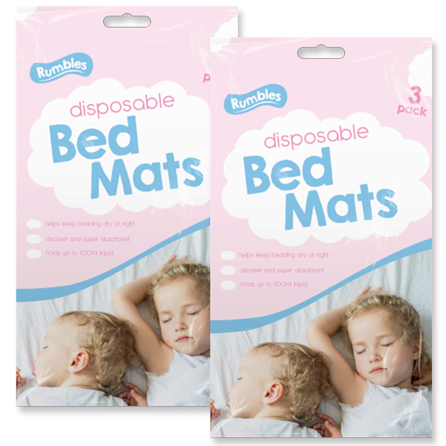 RUMBLES 6pk Disposable Bed Mats Travel Incontinence Sheets Baby Changing Mat Bedsheet | Discreet & Super Absorbent Children's Bedding