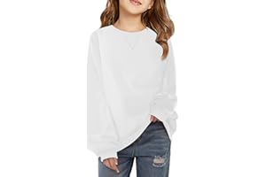 Haloumoning Girls Casual Crewneck Sweatshirts Kids Long Sleeve Oversized Fashion Pullover Tops 5-14 years