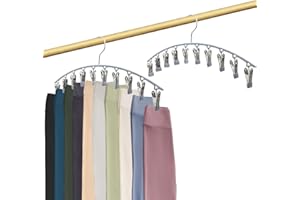 SYLROAL Legging Organizer Closet Organizers and Storage, Pants Hangers Space Saving with 10 Clips, 2 Pack Multi-Function Clothes Hangers for Leggings, Pants, Jeans, Skirts, Hats, Scarves, Socks (Gray)