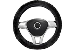 LSKASELUE Fluffy Steering Wheel Cover, 15 Inch Anti-Slip Steering Wheel Protector Fuzzy Plush Cover, Warm Comfortable Wheel W