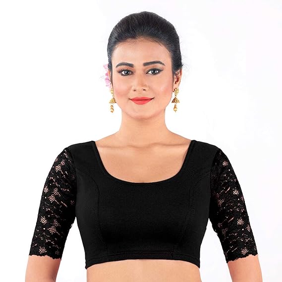 Stretchable Net Sleeves Cotton Lycra Readymade Women's Blouse