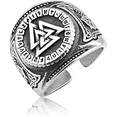 Gungneer Odin Valknut Ring Viking Rune Letter Circle Stainless Steel Norse Pagan Ring for Men Women Jewelry