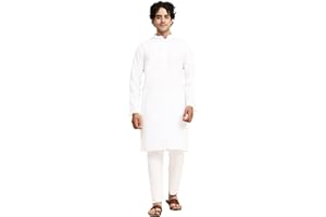 SKAVIJ Men's Pure Cotton Solid Kurta Pajama Set Mandarin Collar Daily Wear Casual Yoga Dress
