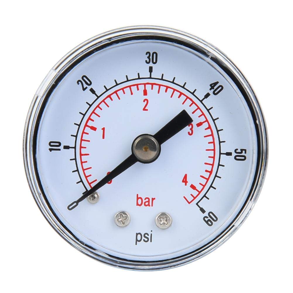 Mechanical Pressure Gauge, 1/8inch BSPT Axial Pressure Gauge for Air Oil and Water(0-60psi,0-4bar)