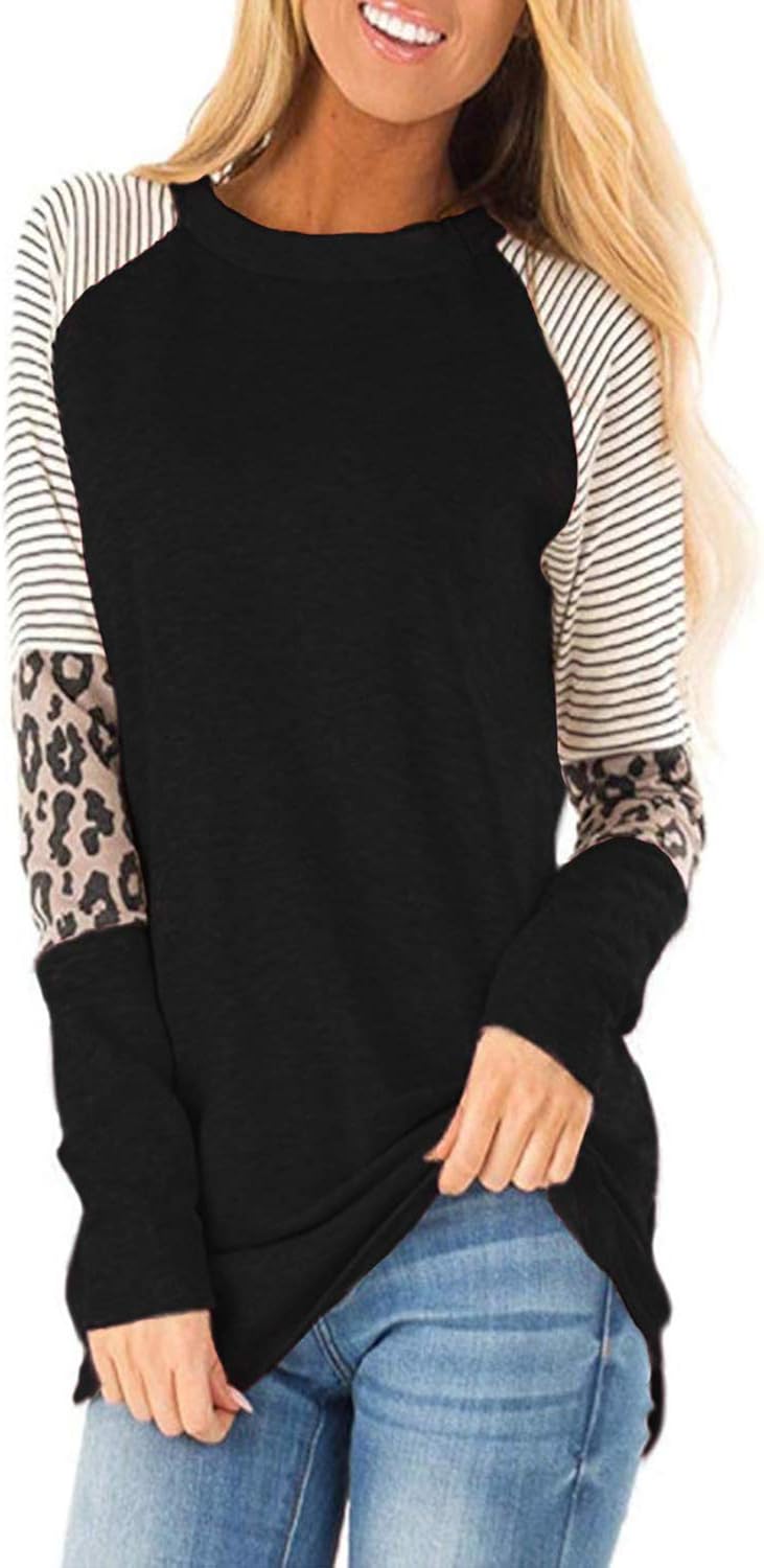 Malaven Womens Casual Color Block Long Sleeve Pullover Tops Loose Lightweight Tunic Shirt at  Women’s Clothing store