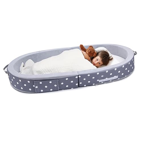 Mooedcoe Foldable Toddler Floor Bed with Sides, Portable Toddler