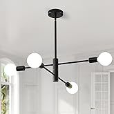 HHR 4-Light Sputnik Chandelier, Black Modern Chandelier Ceiling Light Fixture, Height Adjustable Chandeliers for Dining Room 