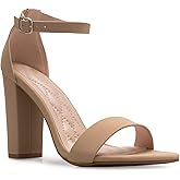 Olivia K Women's Strappy Chunky Block High Heel - Formal, Wedding, Party ? Simple Classic Pump