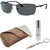 Ray-Ban RB3498 Rectangle Sunglasses with Official Eyewear Kit